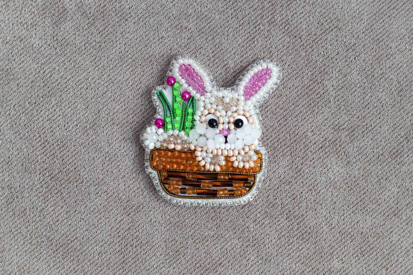 Easter Rabbit - Readymade Beaded Brooch