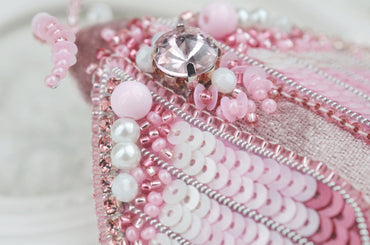 Pink Moth - Readymade Beaded Brooch