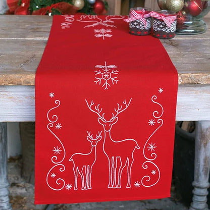 Christmas Table Runner DIY Embroidery Kit: Reindeer Pattern