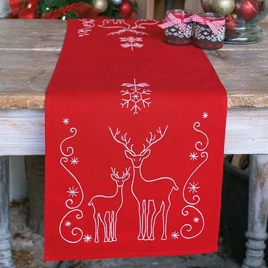 Christmas Table Runner DIY Embroidery Kit: Reindeer Pattern