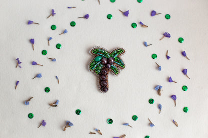 Palm Tree - Readymade Beaded Brooch
