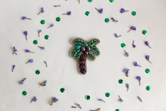 Palm Tree - Readymade Beaded Brooch