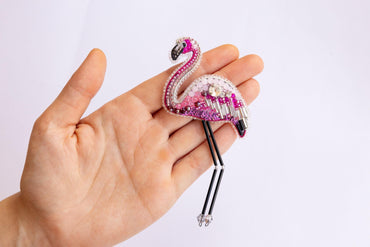 Flamingo - Readymade Beaded Brooch