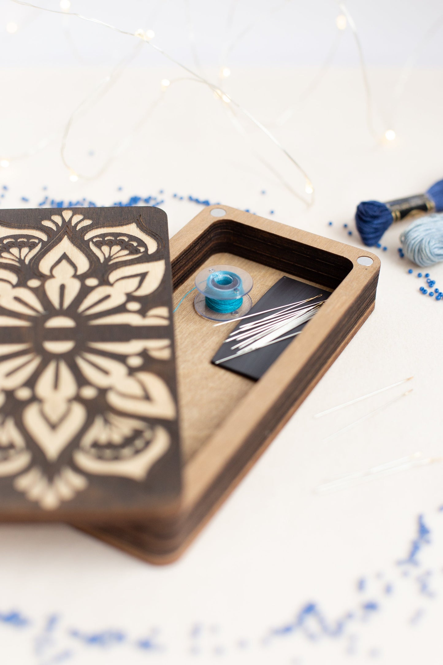 a wooden tray with a design on it