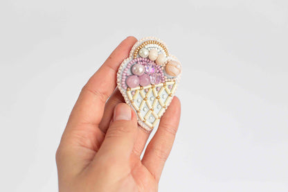 Ice Cream - Readymade Beaded Brooch