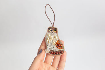 Scottish Fold Cat - Readymade Beaded Brooch