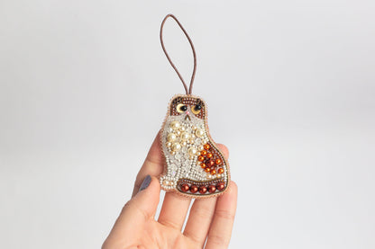 Scottish Fold Cat - Readymade Beaded Brooch