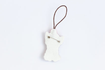 Christmas Bull Terrier Dog - Readymade Beaded Brooch