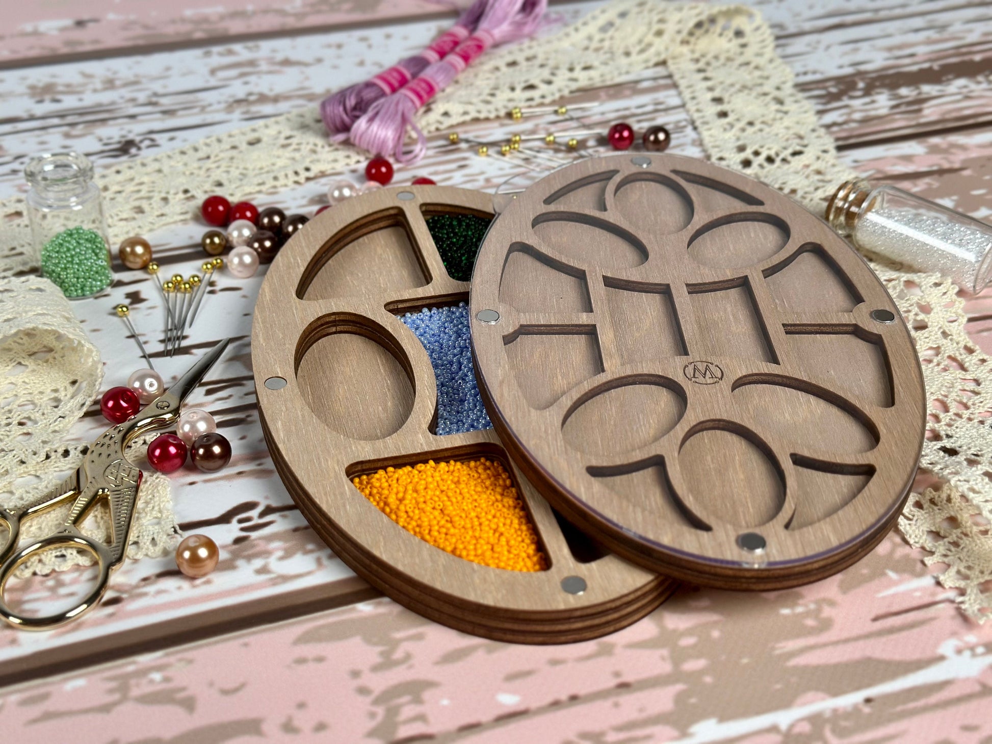 a couple of wooden containers sitting on top of a table