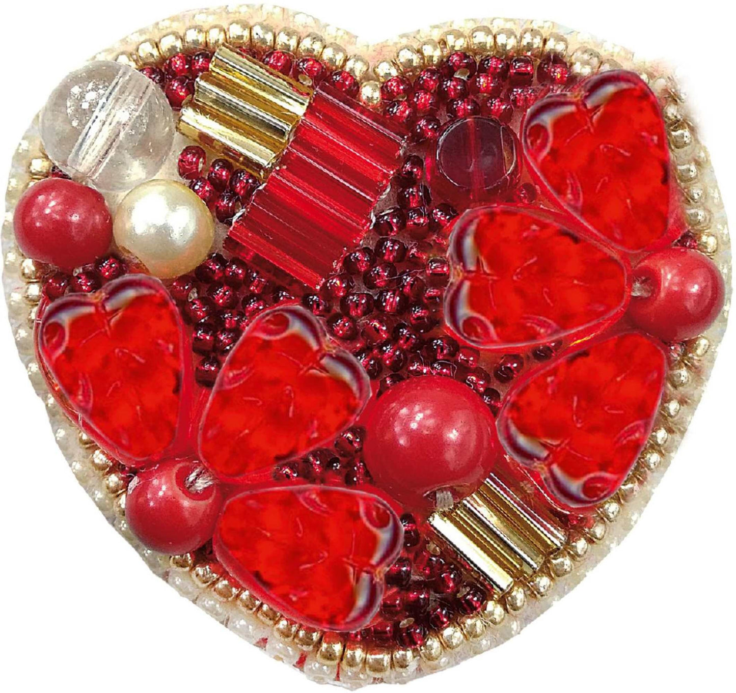 Red Heart - Readymade Beaded Brooch