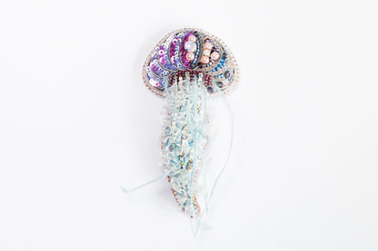 Jellyfish - Readymade Beaded Brooch