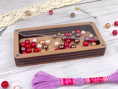 Wooden Craft Organizer Box with Clear Lid