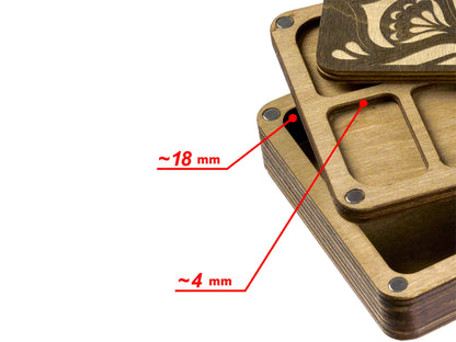 three wooden coasters with measurements for each of them