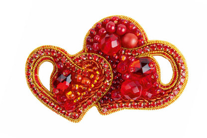Romantic Hearts- Readymade Beaded Brooch