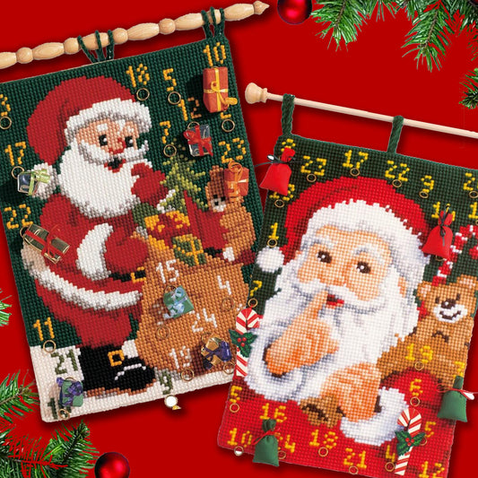 Santa Advent Calendar Cross stitch Embroidery DIY Kits