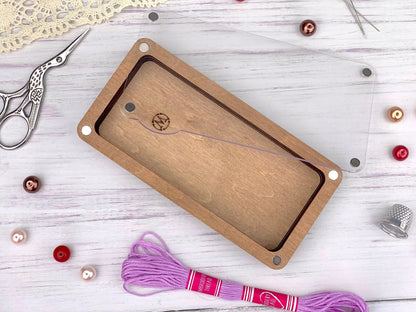 Wooden Craft Organizer Box with Clear Lid