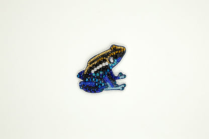 Blue Frog - Readymade Beaded Brooch