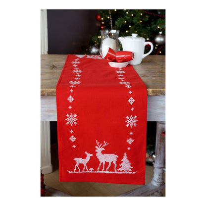 Christmas Table Runner DIY Embroidery Kit: Reindeer Pattern