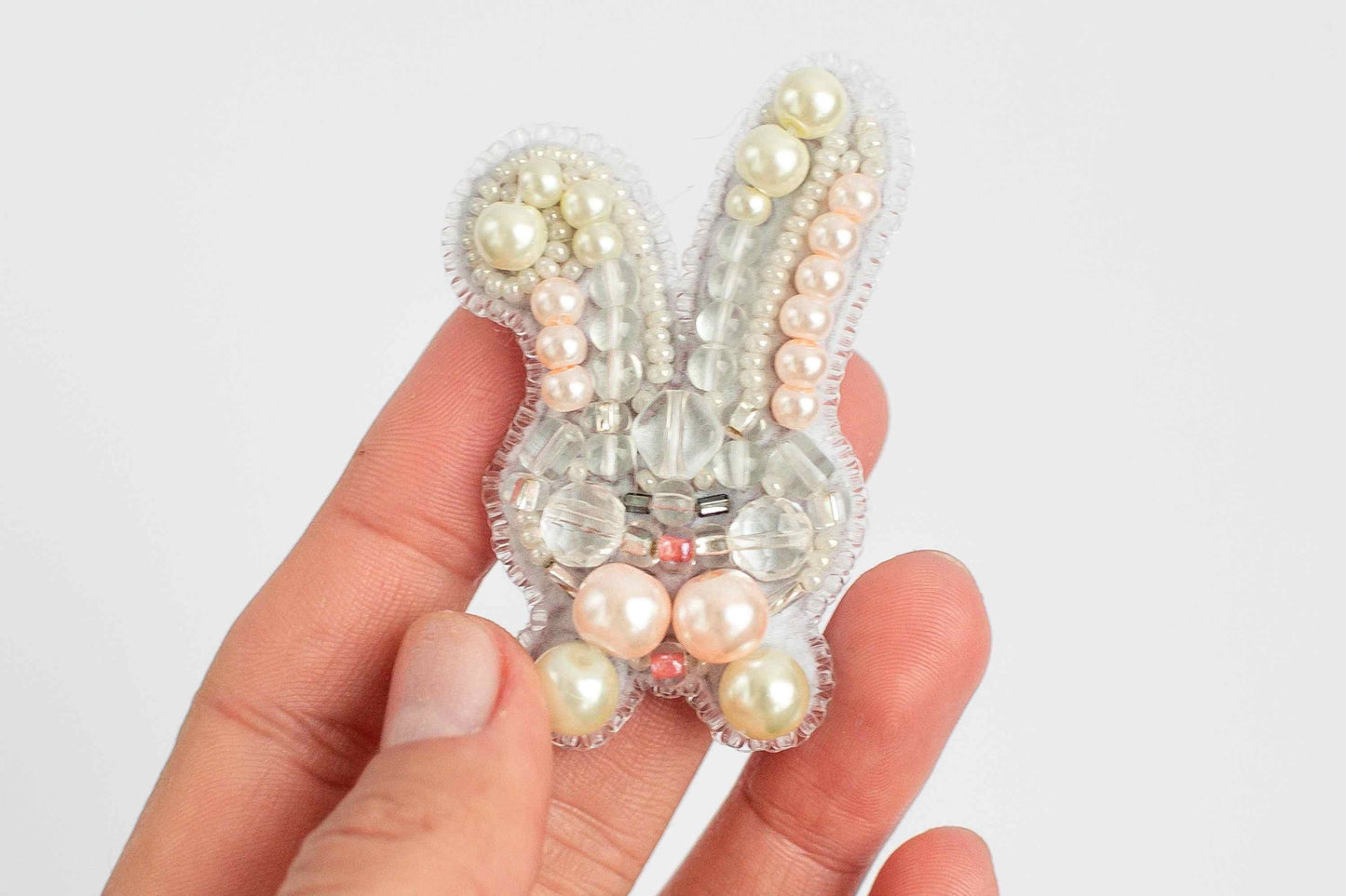 White Rabbit - Readymade Beaded Brooch