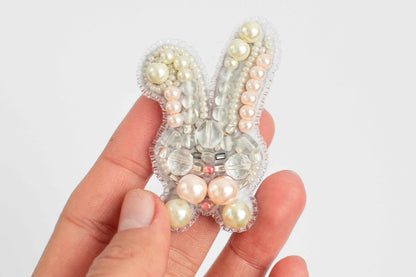 White Rabbit - Readymade Beaded Brooch