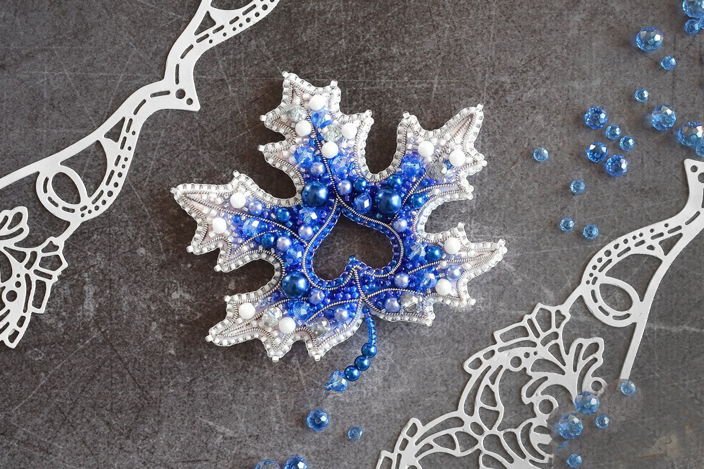 Fantasy Leaf - Readymade Beaded Brooch