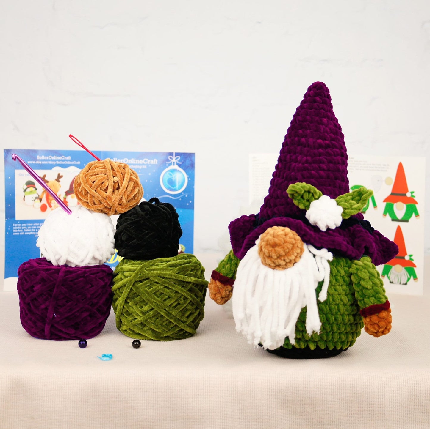 Plush Christmas Gnome - Crochet Amigurumi DIY kit