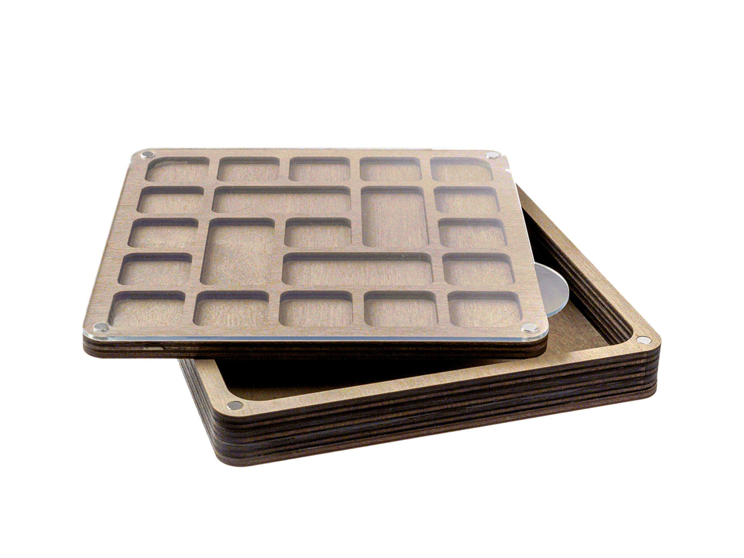 a couple of trays sitting on top of each other