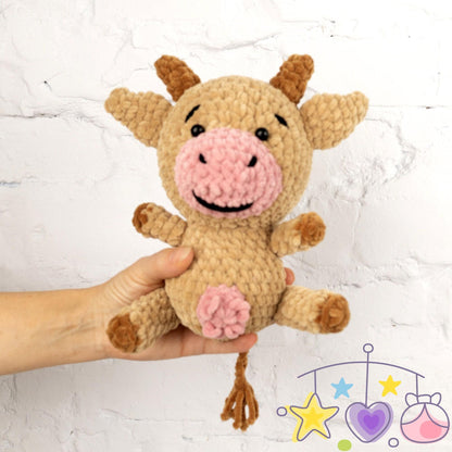 Crochet Cow Plushie - Amigurumi Toys Readymade