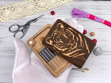 a wooden cutting board with a picture of a tiger on it