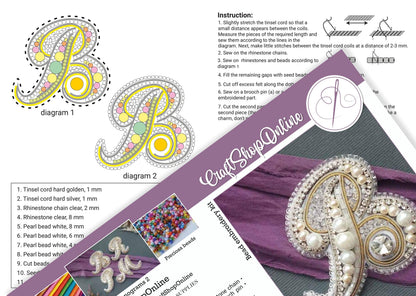 The image is a collage of three images: a diagram of a decorative cord, a close-up of a beaded piece, and a close-up of a beaded piece. The collage includes instructions and images related to beading and crafting techniques.