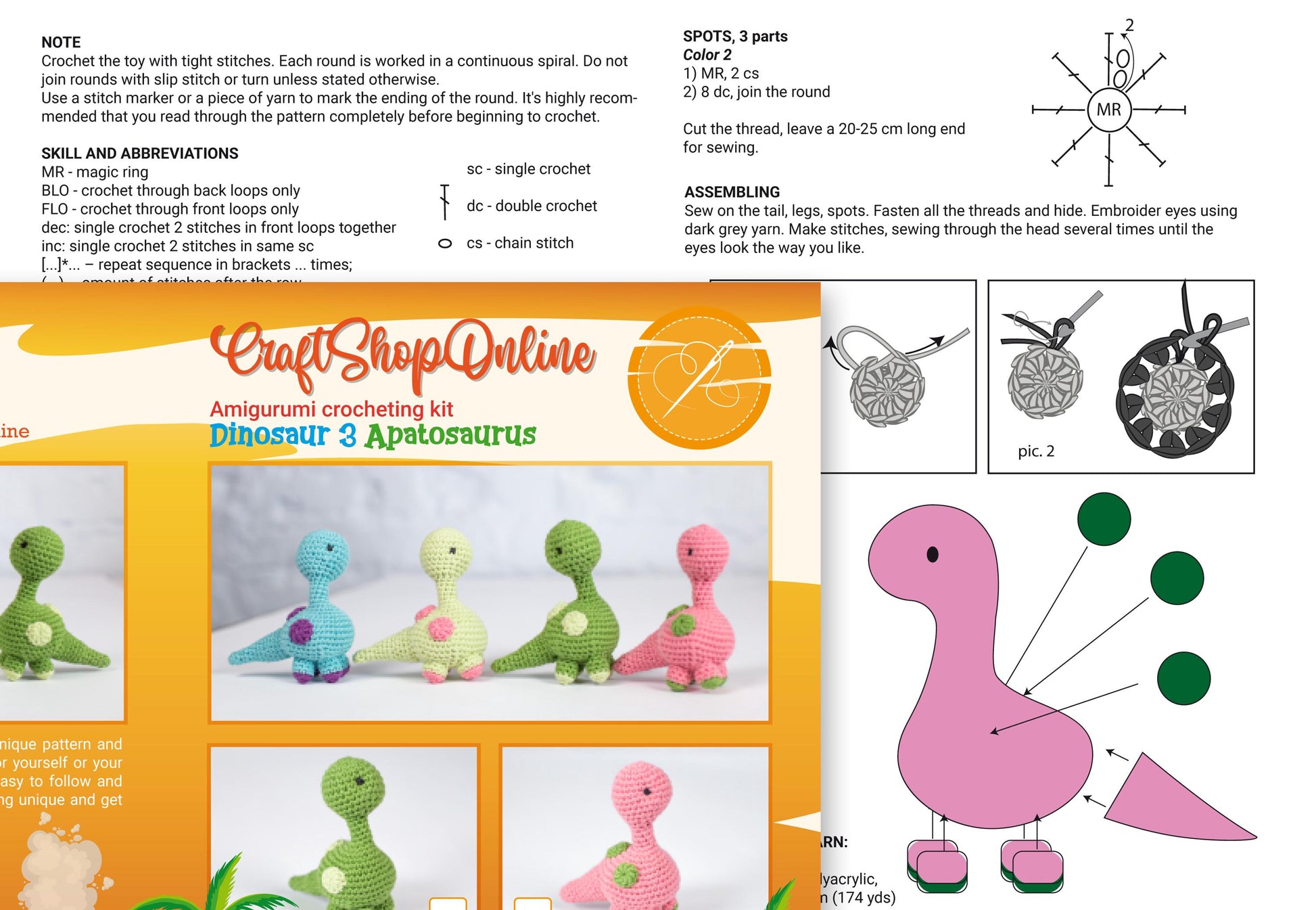 a brochure with a picture of a toy dinosaur