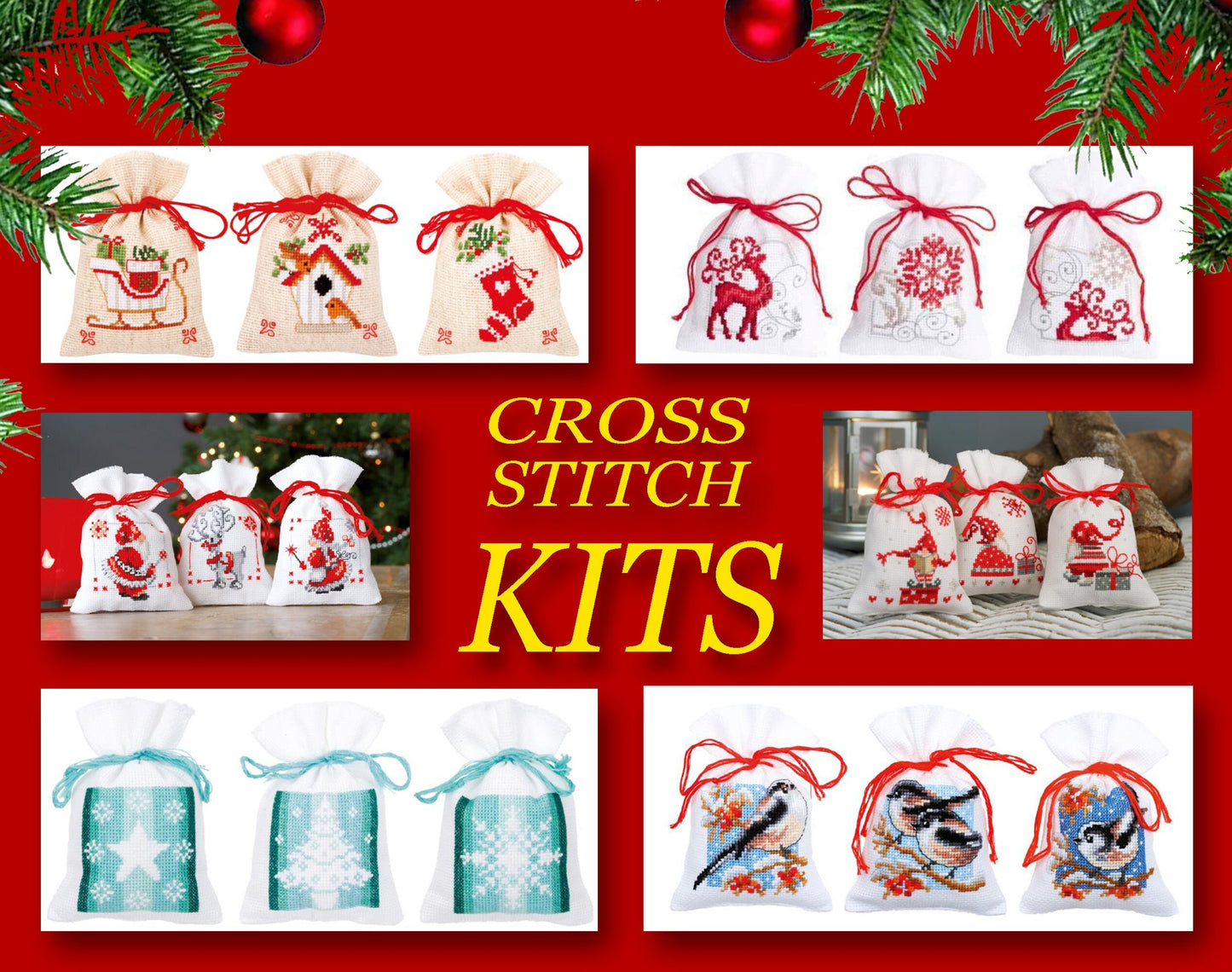 Christmas Sachet Bag Cross stitch Embroidery DIY Kits