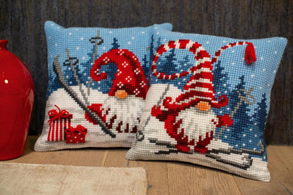 Christmas Gnomes Embroidery Pillow Kit | DIY Beaded Cushion Cover