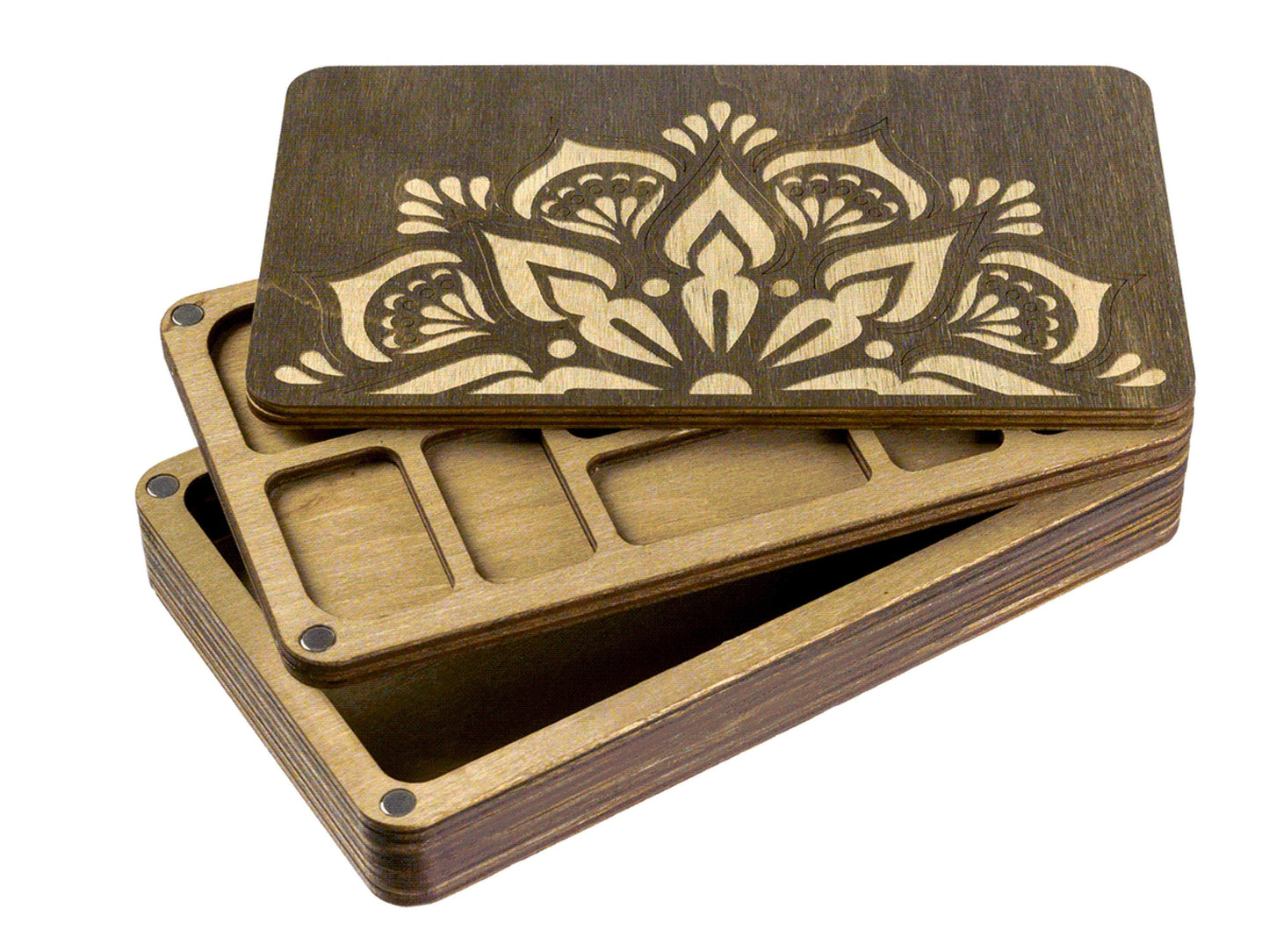 a couple of wooden boxes sitting on top of each other