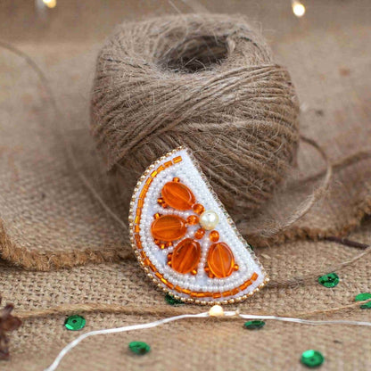 Orange Slice  - Readymade Beaded Brooch