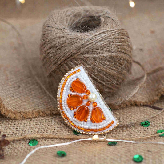 Orange Slice  - Readymade Beaded Brooch