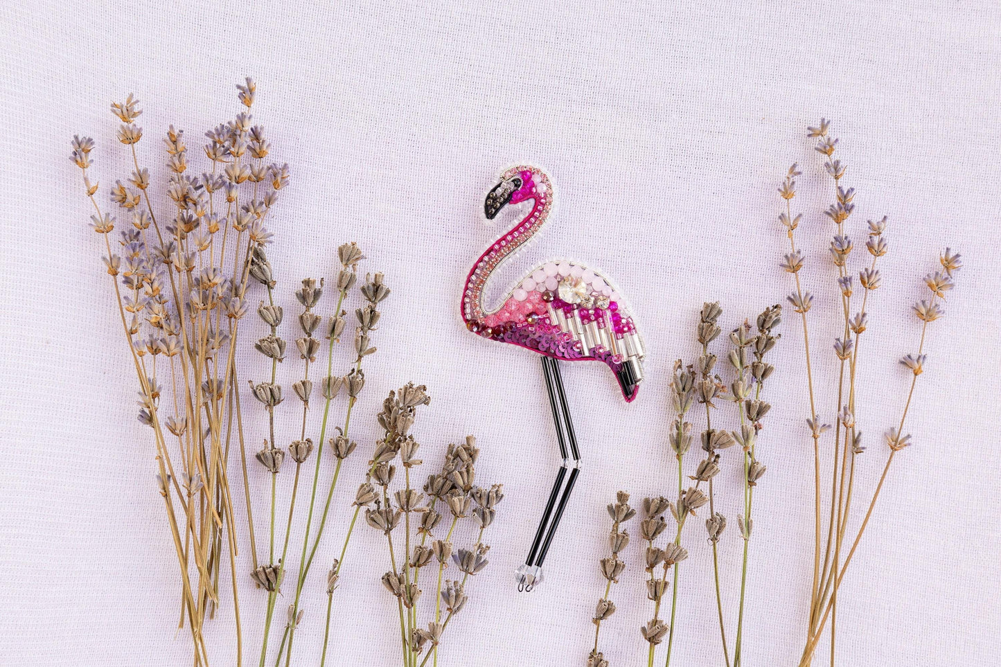 Flamingo - Readymade Beaded Brooch