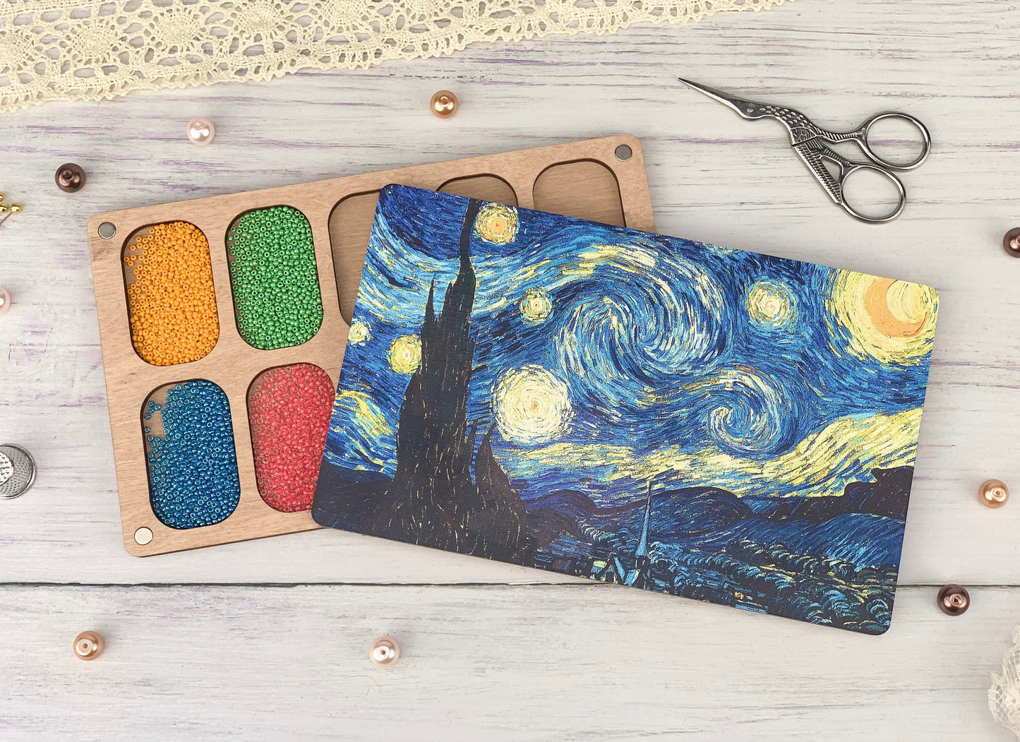 Wooden Seed Bead Organizer