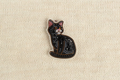 Black Cat - Readymade Beaded Brooch
