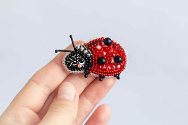 Ladybug Readymade Beaded Brooch