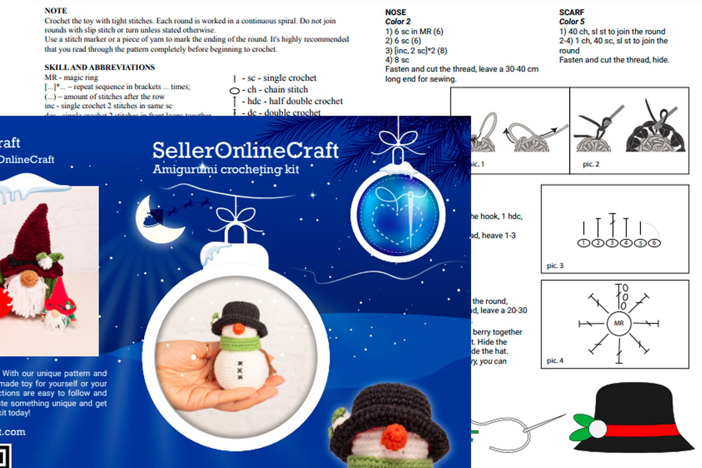 Snowman - Crochet Amigurumi DIY kit