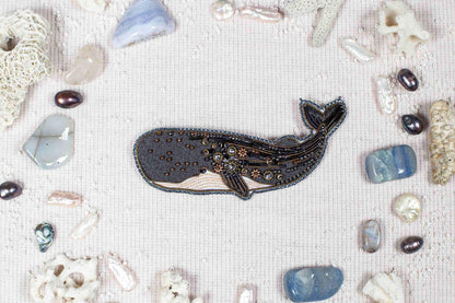 Whale - Readymade Beaded Brooch