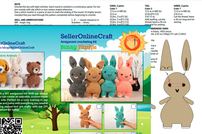 Plush Bunny - Crochet Amigurumi DIY kit