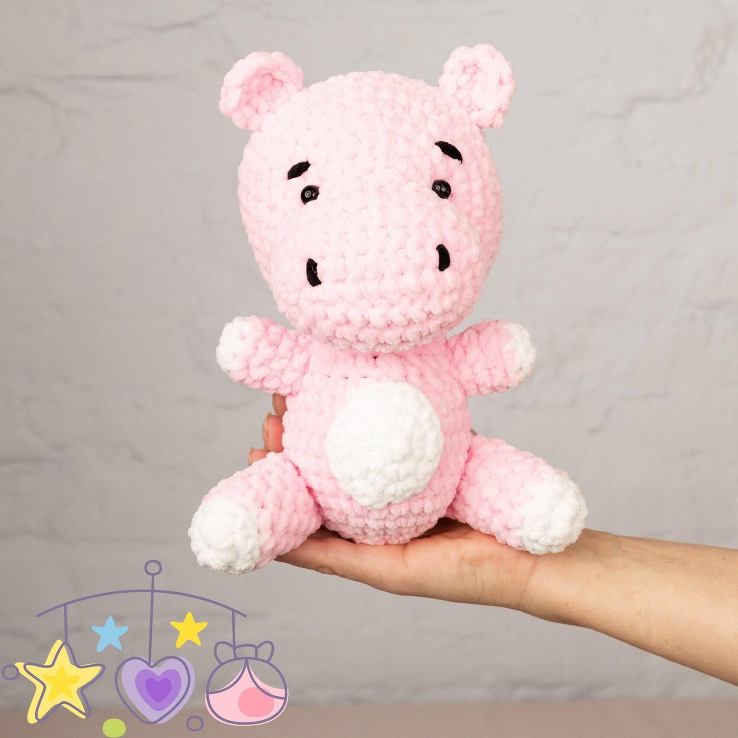 Crochet Hippo Plushie - Amigurumi Toys Readymade