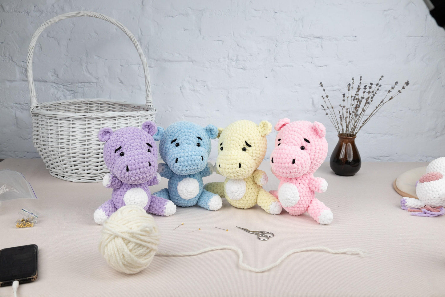 Crochet Hippo Plushie - Amigurumi Toys Readymade