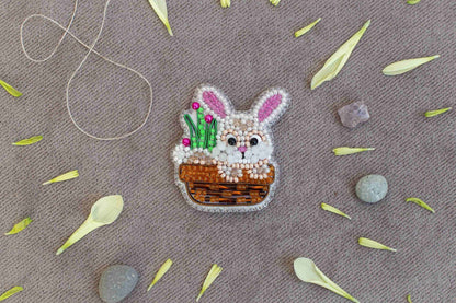 Easter Rabbit - Readymade Beaded Brooch