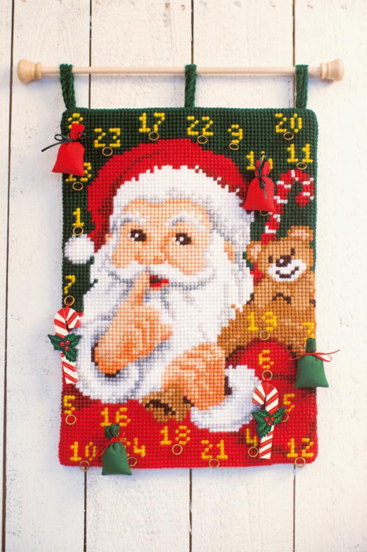 Santa Advent Calendar Cross Stitch Kit: Christmas Countdown DIY