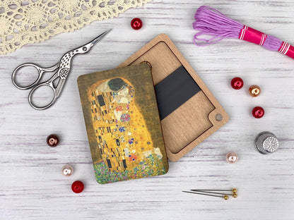 a wooden cutting board with a picture of a woman&#39;s face on it