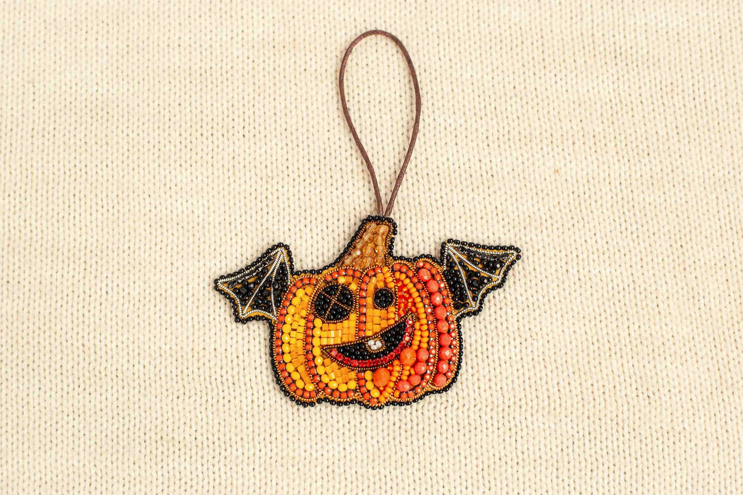 Halloween Pumpkin - Readymade Beaded Brooch