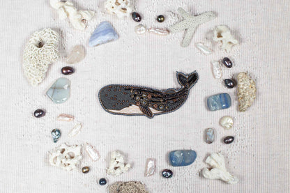 Whale - Readymade Beaded Brooch